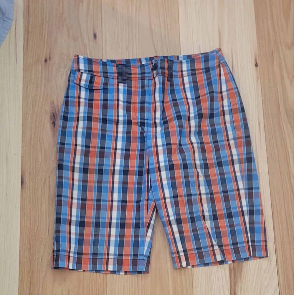 Jones of New York Sport Plaid Shorts - Blue, Orange, White